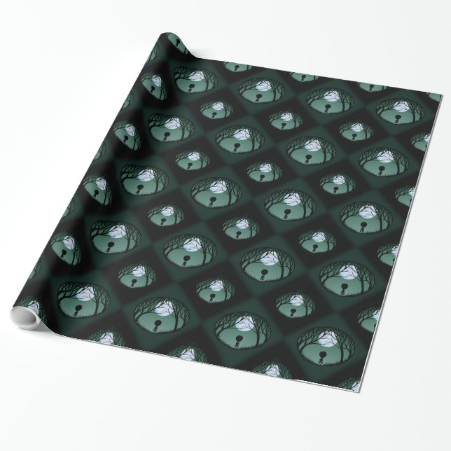 Alien Wrapping Paper Cute ET Grey Christmas Paper (Unrolled)