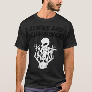 Aliens Are Cumming Funny Skeleton T-Shirt