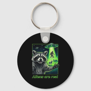Aliens are real raccoon selfie ufo bigfoot key ring