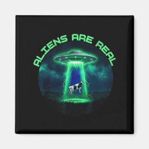 Aliens are real ufo cow abduction ironic meme  magnet