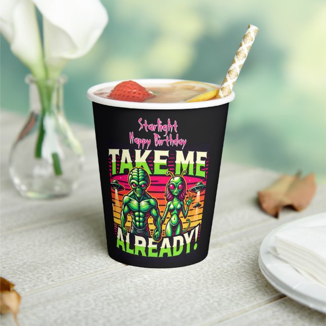 Aliens Await in Cosmic Design! Paper Cups (Insitu)
