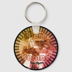 Aliens behind It Keychain