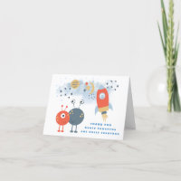 Aliens Birthday Thank You Recipient name Card