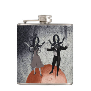 Aliens dance celebration hip flask