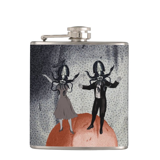 Aliens dance celebration hip flask (Front)