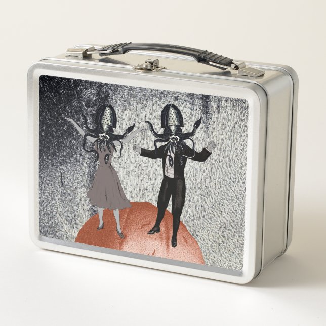 Aliens dance celebration metal lunch box (Front)