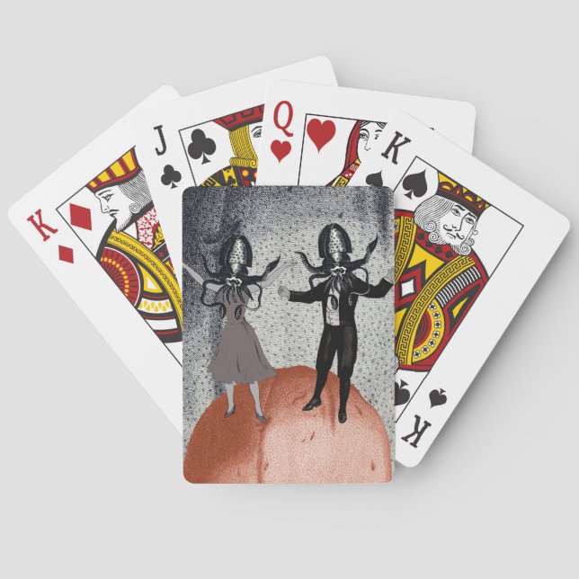 Aliens dance celebration playing cards (Back)