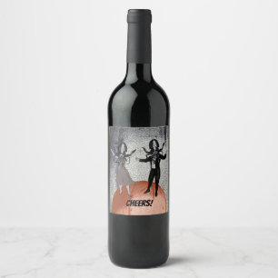 Aliens dance celebration wine label