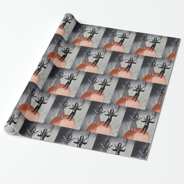 Aliens dance celebration wrapping paper (Unrolled)