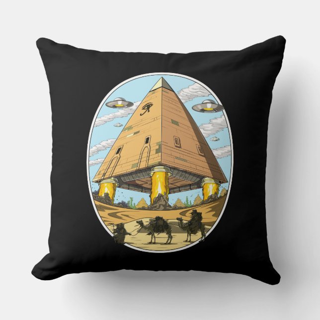 Aliens Egyptian Pyramids UFO Conspiracy Annunaki Cushion (Front)