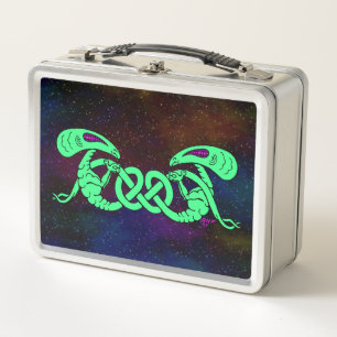 Aliens Entwined (Aliens and Celtic Knot) Metal Lunch Box
