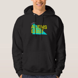 Aliens Exist Ufo Blue Light Illustration Style Dec Hoodie