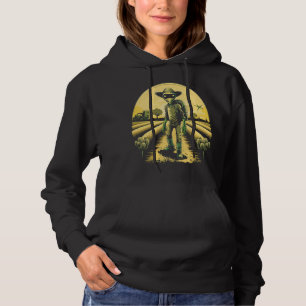 Aliens Farmer UFO Extraterrestrial Farming Hoodie