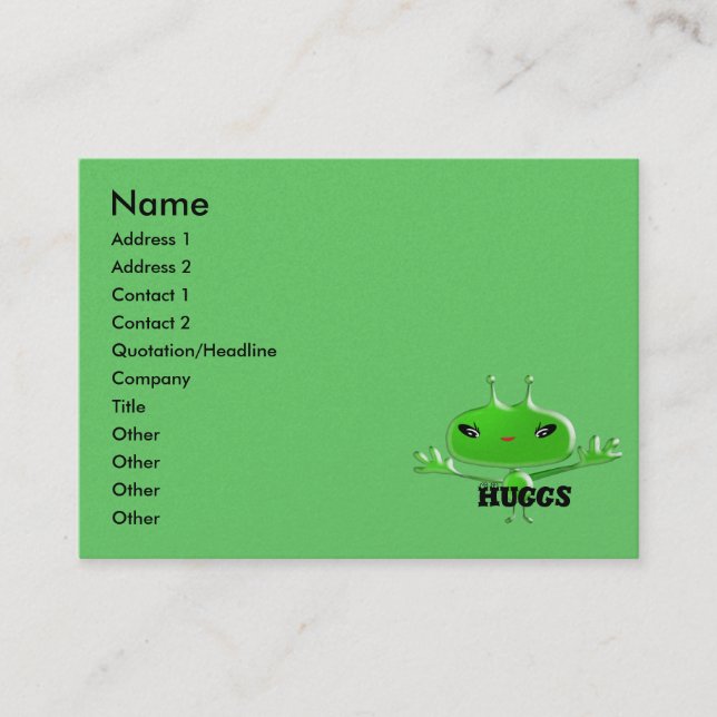 Aliens Huggs Business Card (Front)