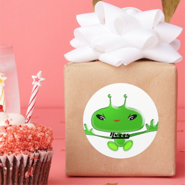 Aliens Huggs Classic Round Sticker (Party)
