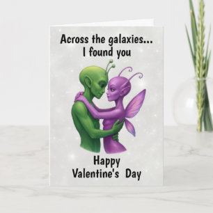 Aliens in Love Valentines Day Card