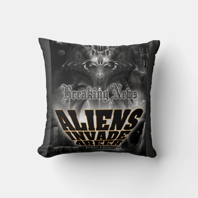 Aliens Invade 4 Beer Galaxy Attack Cushion (Front)