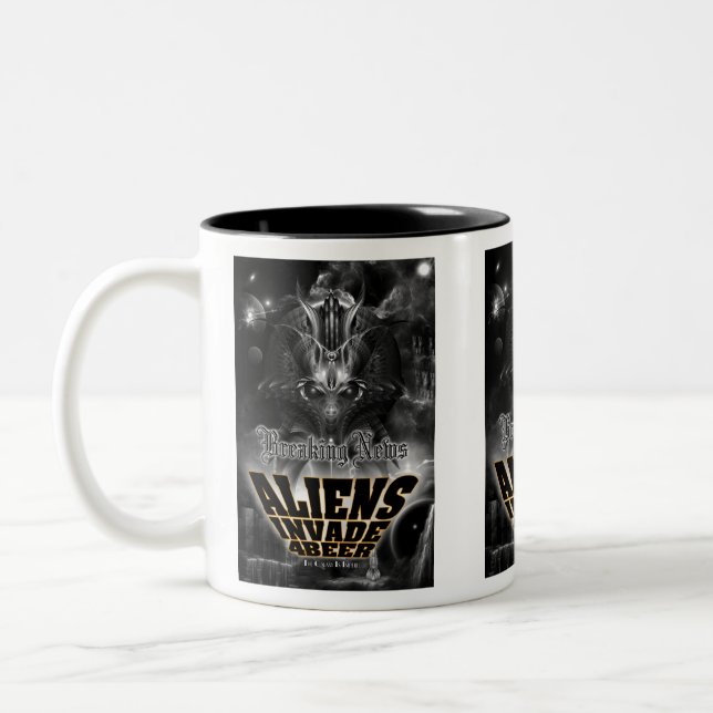 Aliens Invade 4 Beer Galaxy Attack Two-Tone Coffee Mug (Left)