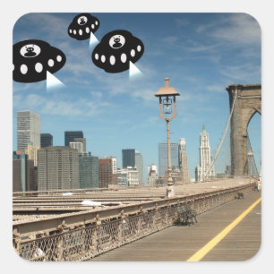 Aliens invade New York Square Sticker