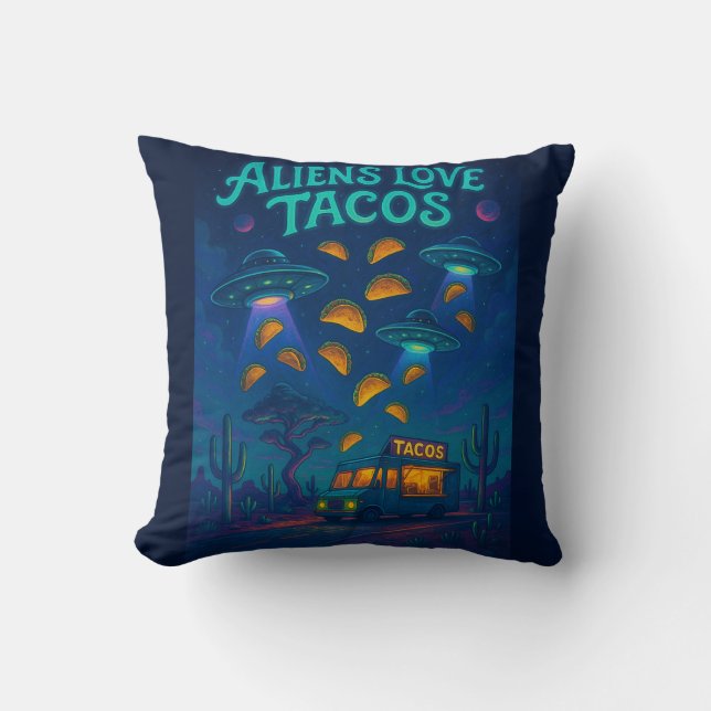 Aliens Love Tacos Cushion (Front)