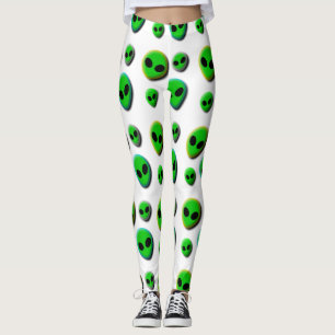 ALIENS. NEON GREEN ALIEN HEADS EDGED COLORS. LEGGINGS
