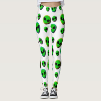 ALIENS. NEON GREEN ALIEN HEADS EDGED COLORS. LEGGINGS