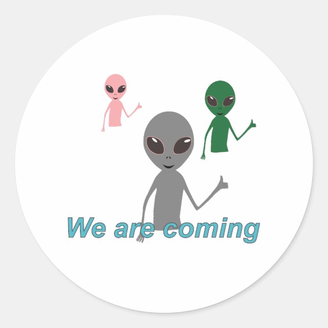 Aliens showing "like" gesture classic round sticker (Front)