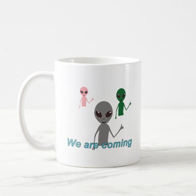 Aliens showing "like" gesture coffee mug (Left)