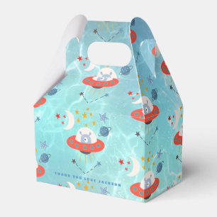 Aliens Space Pattern Thank You Favour Teal Birthda Box