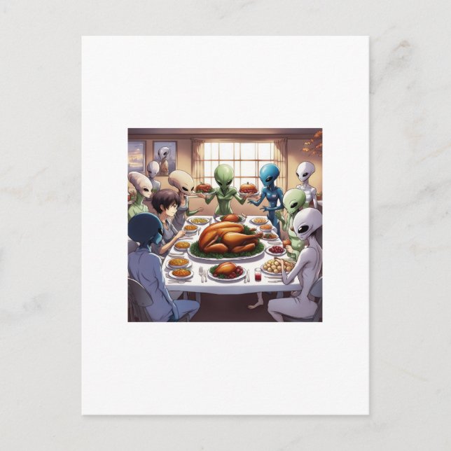 Aliens' Thanksgiving Celebration Postcard (Front)