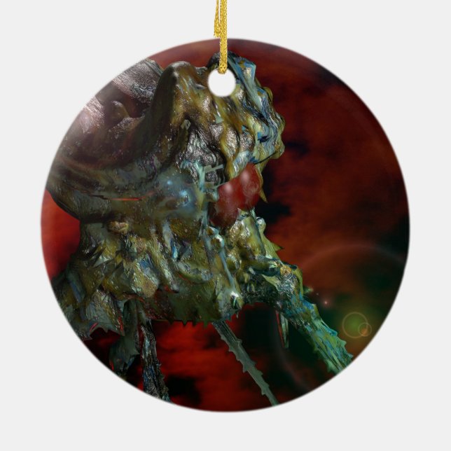 aliens, they are here ceramic tree decoration (Back)