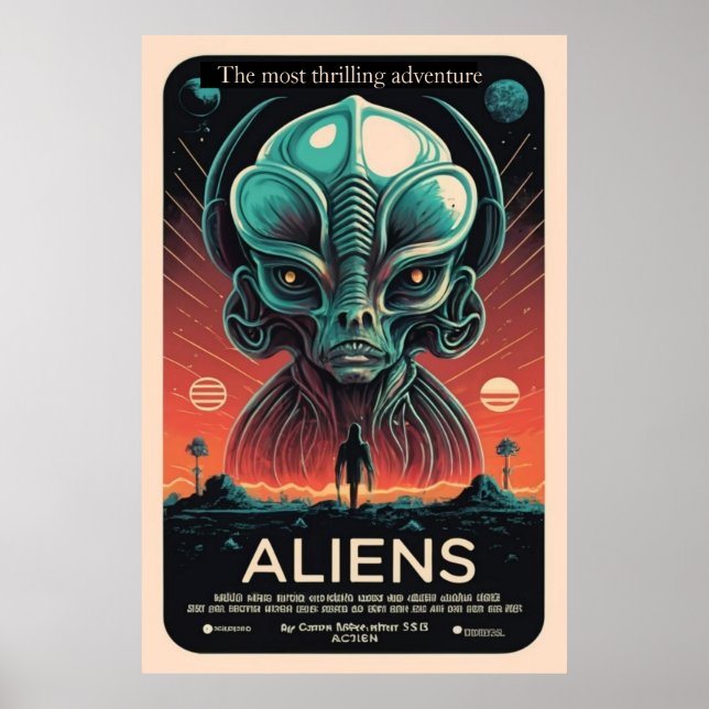 Aliens thrilling vintage poster (Front)