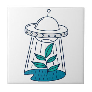Aliens UFO Ceramic Tile