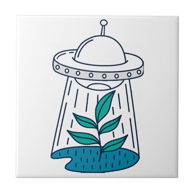 Aliens UFO Ceramic Tile (Front)