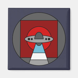 Aliens UFO Colourful Geometric Magnet