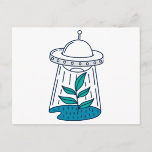 Aliens UFO Holiday Postcard