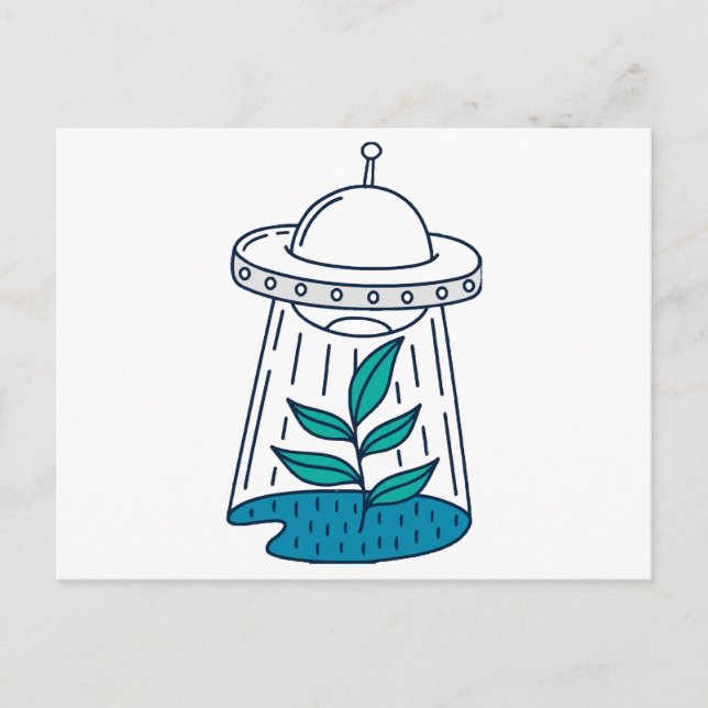Aliens UFO Holiday Postcard (Front)