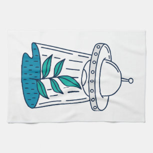 Aliens UFO Tea Towel
