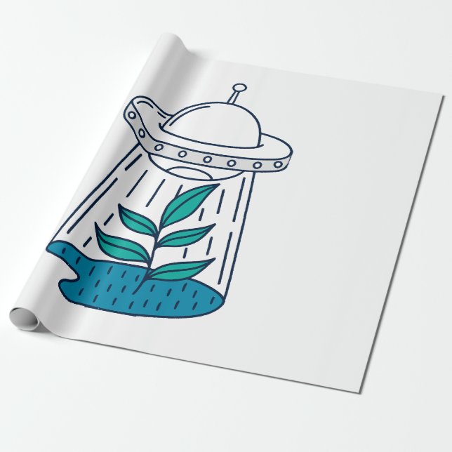 Aliens UFO Wrapping Paper (Unrolled)