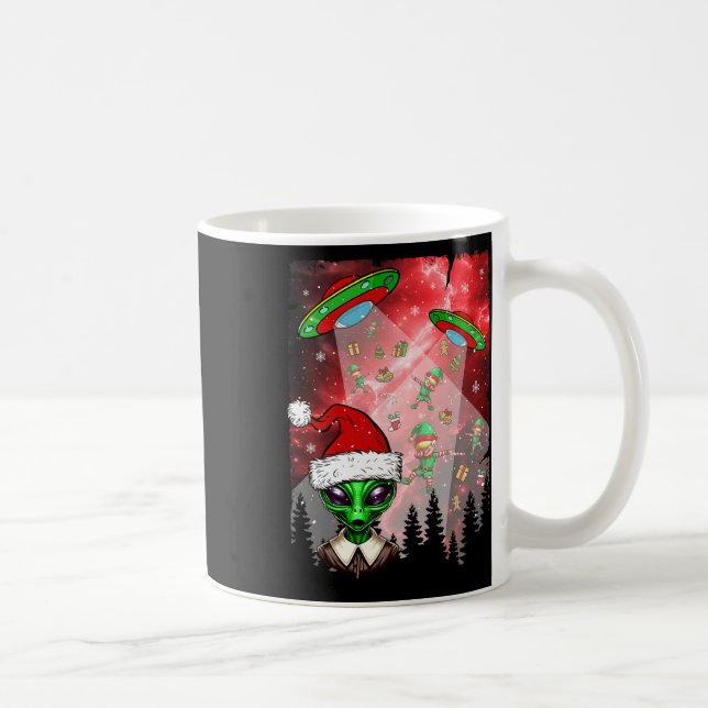 Aliens Unidentified Flying Object Christmas Elf Lo Coffee Mug (Right)