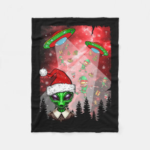 Aliens Unidentified Flying Object Christmas Elf Lo Fleece Blanket