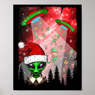 Aliens Unidentified Flying Object Christmas Elf Lo Poster