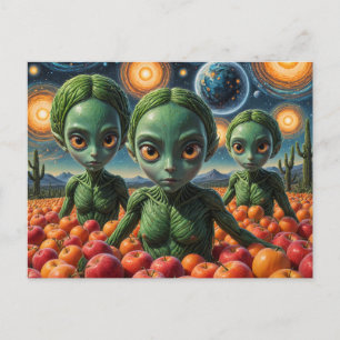 Aliens With Apples Postcard