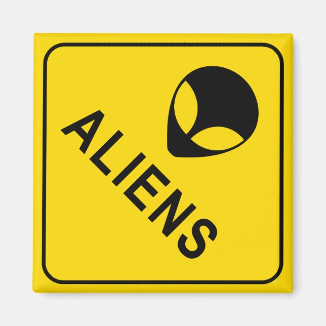 Aliens Yellow and Black Warning Sign fridge Magnet (Front)
