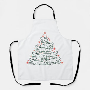 Aligator Christmas Tree Funny Crocodile Florida  Apron