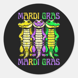 Aligator Crocodiles Louisiana Mardi Gras Carnival Classic Round Sticker