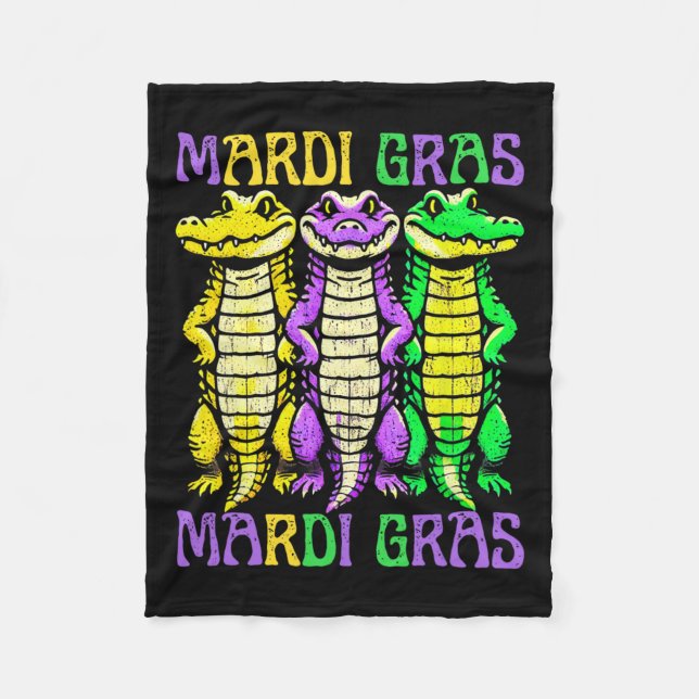 Aligator Crocodiles Louisiana Mardi Gras Carnival  Fleece Blanket (Front)