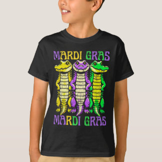 Aligator Crocodiles Louisiana Mardi Gras Carnival  T-Shirt