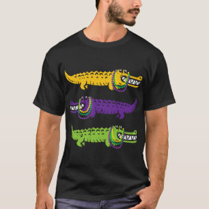 Aligator Crocodiles Louisiana Mardi Gras T-Shirt
