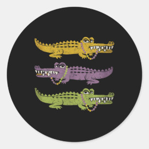 Aligator Crocodiles Mardi Gras Louisiana Men Women Classic Round Sticker